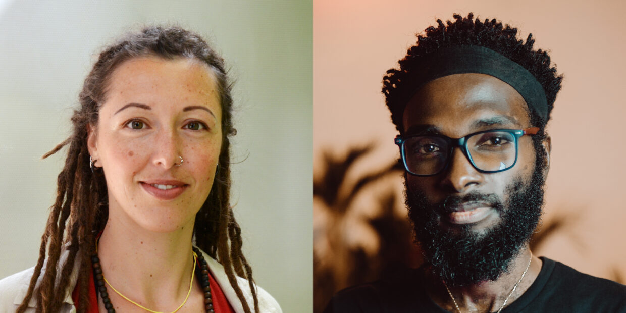 PROJECT TEAM Karin Altmann and Nana Opoku aka. AFROSCOPE The project is carried out by the core team consisting of Karin Altmann, an Austrian artist, researcher and senior lecturer at the Textile Department at the University of Applied Arts Vienna, and Nana Opoku aka. AFROSCOPE, a Ghanaian multidisciplinary artist, interactive designer and social entrepreneur. In their collaboration, they intertwine analogue and digital processes, connect textile craftsmanship skills with post-industrial digital production, the material with the virtual, concrete design processes with conceptual speculation, while at the same time bridging long distances and different cultures in order to stimulate a vibrant and open culture of dialogue, and to strengthen research collaborations between the Global South and North.